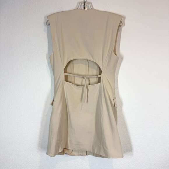 Zara Linen Blend Mini Vest Dress Cream Small - Picture 8 of 16